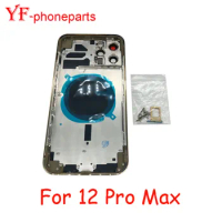 TOP 10Pcs For Iphone 12 Pro Max Battery Back Cover Middle Frame SIM Tray Side Key Parts Housing Case No Flex Cable Repair Parts