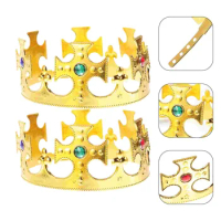 Halloween Plastic Plating Queen Crown Party Golden King Crown Royal Medieval Crown Cross Theater Halloween Prop