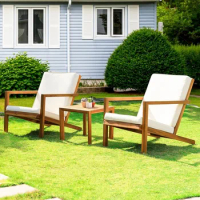 Patio Furniture 400lbs Capacity Outdoor Club Chairs Set,FSC Certified Acacia Wood Patio Garden Furniture Sets
