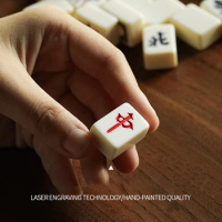 Mahjong Sets Miniature Chinese Mahjong Game Set With 2 Spare Cards 144 Mini-Tiles 144 Mahjong Tile Set Travel Board Game Chinese