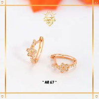 ANTING EMAS MODEL BUNGA DENGAN PERMATA MODEL TERBARU EMAS ASLI EMAS MUDA KADAR 8K (375) ANTING RING 