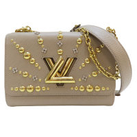 【二手名牌BRAND OFF】LOUIS VUITTON LV 路易威登【再降價】奶茶色 水波紋 牛皮 Twist MM 肩背包 M24043