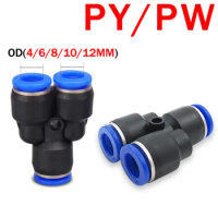 50/100/500PCS Pipe Fittings Plastic Pneumatic Air Connector Fitting Quick Push PY PW Connect 4 6mm 8mm 10mm 12mm