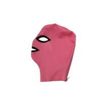 Handmade LATEX HOOD Women Men Latex Mask Red And Black Trims Rubber Hood With Back Zipper