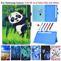 For Samsung Galaxy Tab S6 Case SM-T860 SM-T865 Painted Wallet Fold Tablet Cover For Samsung Galaxy Tab S6 10.5 inch Cover + Pen