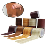 4.57m Wood Grain Tape Furniture Cabinet Floor Door Repair Self-adhesive Tape Skirting Line Floor Sticker Home Decorations