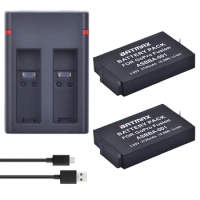 2Pcs 2720mAh Gopro Fusion Battery Accu+Dual USB Charger with Type C Port for Gopro Fusion 360 Degree Camera ASBBA-001 Battery