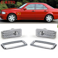 C-Auto 2PCS/set Car Side Repeater Lamp Lens Marker Light Cover Turn Signals Indicator For Mercedes Benz W124 R129 W140 W202 W201