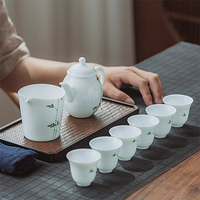 景德鎮陶瓷功夫茶具套裝中式家用手繪白瓷手工茶壺茶杯品茗杯禮品