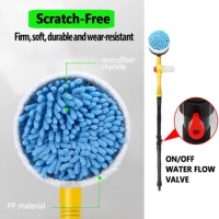 Automatic Rotating Car Wash Brush Auto Swivel Adjustable Car Cleaning Mop Universal Long Rod Water Driven Rotary Blister Brush