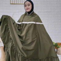 MUKENA DEWASA 2 IN 1 REMPEL KATUN POLOS RENDA SUPER JUMBO MUSLIM ATASAN PANJANG BAWAHAN LEBAR BAHAN 