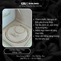 [TẶNG HỘP] Combo Dây Chuyền - Hoa Tai - Vòng Tay N.gọc T.rai Hồng 7-8Li C.AO C.ẤP GB500 Sang Trọng Q