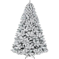 6ft Snow Flocked Christmas Tree Premium Artificial White Christmas Tree for Home Office Party Christmas Decorations (6ft White)