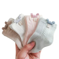 4 Pairs Baby Girl Boy Socks Toddler Baby spring autumen Clothes Accessories solid color Combed Cotton Baby Socks For 0-3 yrs