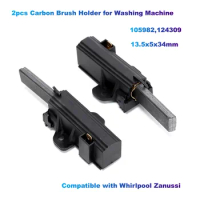 2pcs Carbon Brush Holder for Washing Machine 105982,124309(13.5x5x34mm) Compatible with Whirlpool Zanussi