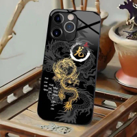 Ốp Lưng Cho IPHONE 13, 13 MINI, 13 PRO, 13 PROMAX Mặt Lưng Kính Cường Lực 12 Con Giáp Thư Pháp