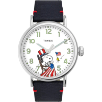 【TIMEX】天美時 x SNOOPY 限量聯名系列 美國國旗款手錶(白x黑TXTW2U72800)