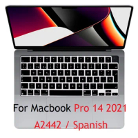 EU Spanish Laptop Cover for Macbook Pro 14 2021 M1 A2442 Spanish EU Keyboard Cover Silicon For Macbook Pro 14 A2442 Laptop Skin