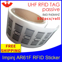 RFID sticker UHF tag impinj MonzaR6 AR61F EPC 6C wet inlay 915mhz868m860-960MHZ 500pcs free shipping adhesive passive RFID label
