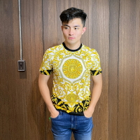 美國百分百【全新真品】Versace 凡賽斯 VJ 短袖 T恤 T-shirt 女王頭 義大利精品 黑色 BQ64