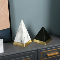 現代創意幾何金字塔擺件樣板間新中式輕奢客廳電視柜軟裝裝飾品