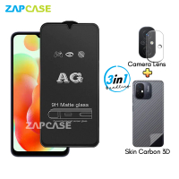 3in1 Tempered Glass Anti Glare For Xiaomi Redmi 12C Free Tempered Glass Camera dan Skin Carbon