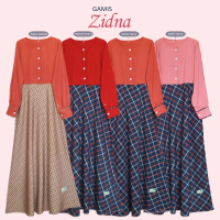 DAS GAMIS ZIDNA / Dress Muslim Bahan  Wollycrepe Kombinasi Katun / Fashion Muslim