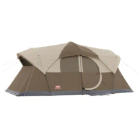 Coleman WeatherMaster 10-Person Camping Tent, Large Weatherproof Family Tent with Room Divider and Included Rainfly Strong