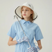【LE COQ SPORTIF 公雞】高爾夫系列 女款白色氣質風編織特色寬帽沿遮陽帽 QLT0K133