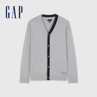 【GAP】男裝 V領針織外套-灰色(428979)