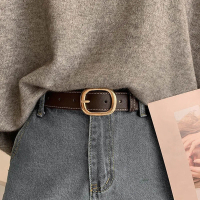 Ikat Pinggang Wanita Belt Retro Fashion Bahan PU Daily Fashion Sabuk Kulit Untuk Perempuan Hitam Cok