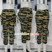 celana senam3/4 kargo army loreng, celana olahraga wanita, celana fitnes sepeda gym