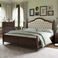 King Size Bed Frame, Transitional Platform Beds with 52.5" Upholstered Tufted Headboard, Wood Slat Support, Solid Wood Bed Frame
