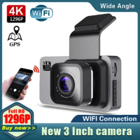 Car DVR Dashcam Wifi 3.0 Inch 4K&amp;1296P Dual Lens Rear View Auto Registrator Camera Video Recorder 24H Parking Monitor Camcorder