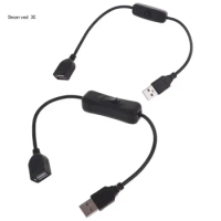 USB Male to Female Extension Cord Inline On/Off for Driving Recorder, LED Desk Lamp, USB Fan, LED Strip