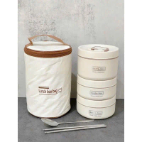 Hộp cơm giữ nhiệt 3 tầng tặng kèm túi giữ nhiệt, thiết kế 3 ngăn riêng biệt kèm ruột inox 304. hop c