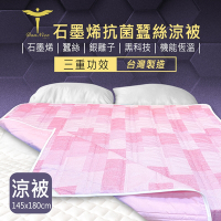 Dan Nice 丹尼絲 石墨烯抗菌蠶絲涼被-粉格(150x180cm)