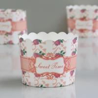 Free Shipping 50 X sweet time Mini Paper Bakeware Cups Liner Muffin Cupcake Kids Birthday Party Paper Cake Case Deco