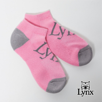 【Lynx Golf】Lynx字樣厚底舒適短襪-粉底灰字(3入)