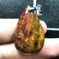 Natural Red Yellow Pietersite Pendant Jewelry For Woman Man Crystal 34x21x8mm Beads Silver Water Drop Namibia Energy Stone AAAAA