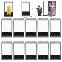 Acrylic Display Box Fit for Minifig Action Figures, Stackable Boxes for Figures Collectors, 8 Pcs Minifigure Display Cases Base