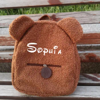 Personalised Name Cute Plush Bear Shoulder Bag Teddy Bear Kids Backpack Small Cute Animal Soft Plush Mini Backpack Cartoon Bag