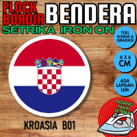 Patch Badge Emblem Setrika IRON-ON Flock BORDIR BENDERA Negara - KROASIA CROATIA [B01] Bulat Lingkar