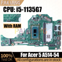 For ACER 5 A514-54 Laptop Mainboard LA-K093P i5-1135G7 With RAM Notebook Motherboard
