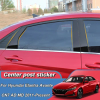 6PCS Car Window Center Pillar Sticker For Hyundai Elantra Avante CN7 AD MD 2011-2023 Trim Anti-Scratch Film External Accessories
