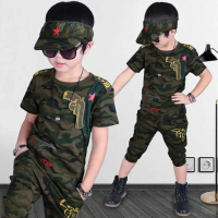 Boys' summer camouflage clothing set, new 2022 set for 3-year-olds, Korean style, 4-year-olds sports