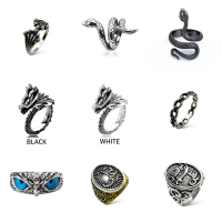 Cincin Pria Wanita Owl Putih Hitam Model Keren Rings