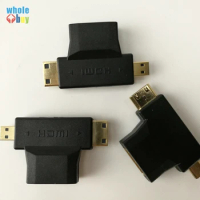 300pcs/lot Factory Price Hot Selling 3 In 1 HDMI Female To Mini HDMI Male + Micro HDMI Male Adapter Connector for HDTV DVD
