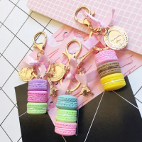 Macaron Cake Keyring Keychain Metal Key Ring For Women's Bag