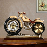 台鐘創意台式座鐘擺件時鐘個性摩托車台鐘歐式復古客廳鐘錶家用靜音鐘YXS 【年終特惠】
